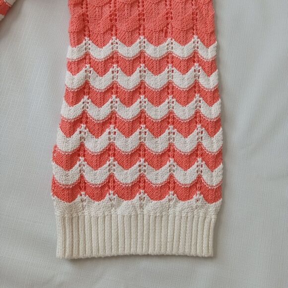 Abound Orange and Ivory Crew Neck Knit Long Sleeve Pullover Sweater Women's XL - Picture 12 of 13